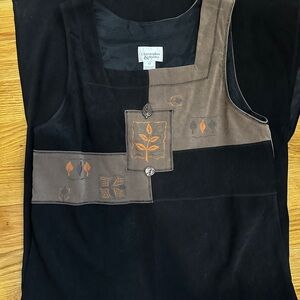 Christopher & Banks Detailed Jumper Dress Brown Black Faux Suede women’s Medium